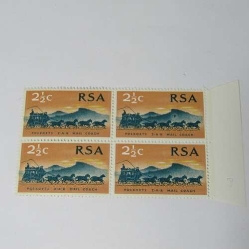 South Africa SACC 302 - ZAR 100th anniversary 2 1/2 stamps block of 4 - with flaw