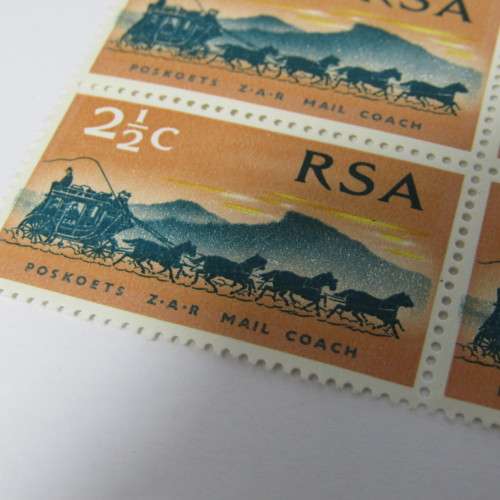 South Africa SACC 302 - ZAR 100th anniversary 2 1/2 stamps block of 4 - with flaw