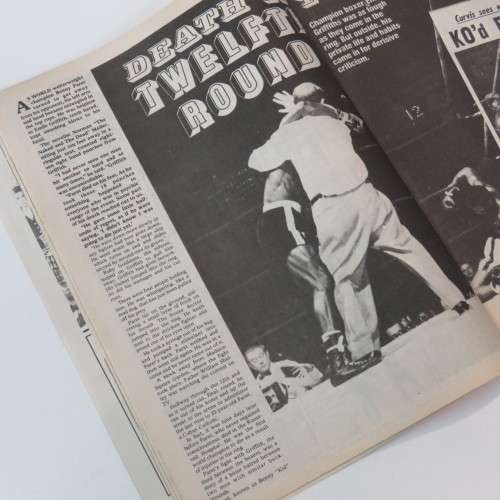 December 1975 Headlines magazine Paret battles for life (Boxing)