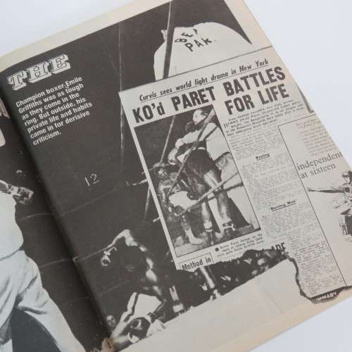 December 1975 Headlines magazine Paret battles for life (Boxing)