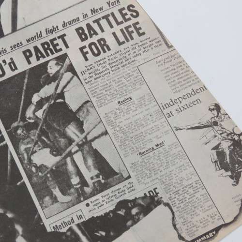 December 1975 Headlines magazine Paret battles for life (Boxing)