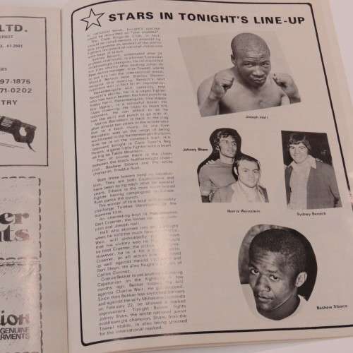Cape Ringside Club International Boxing souvenir programme - Duane Bobick VS Mike Schutte