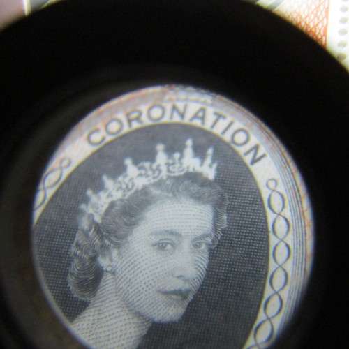 Kenya Uganda and Tanganyika Full page of 20 cents coronation of Queen Elizabeth with faults