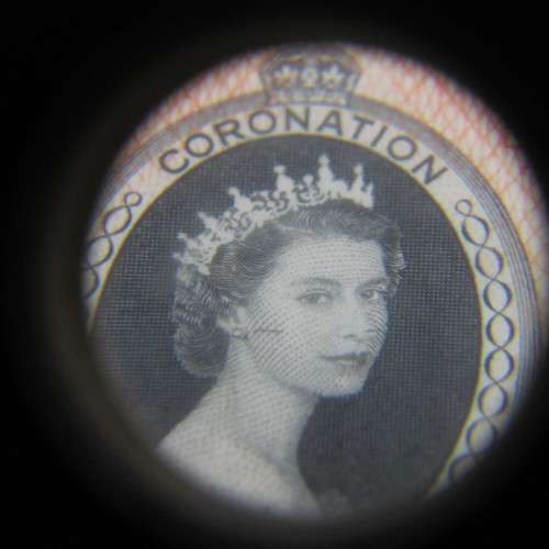 Kenya Uganda and Tanganyika Full page of 20 cents coronation of Queen Elizabeth with faults