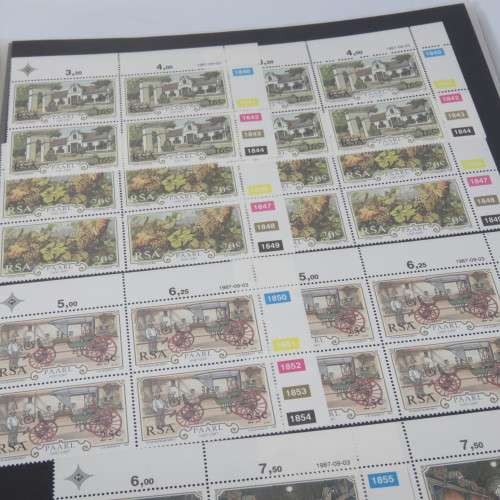 Loose leaf stamp file with over 320 South Africa control block or strips