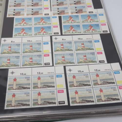 Loose leaf stamp file with over 320 South Africa control block or strips