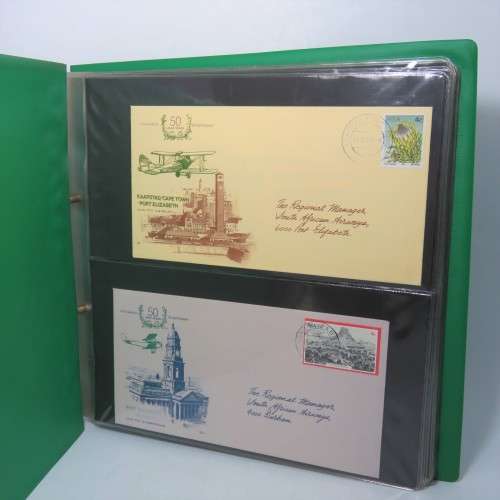 First day cover album with 24 pages and 12 South Africa flight covers