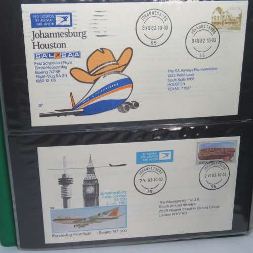 First day cover album with 24 pages and 12 South Africa flight covers