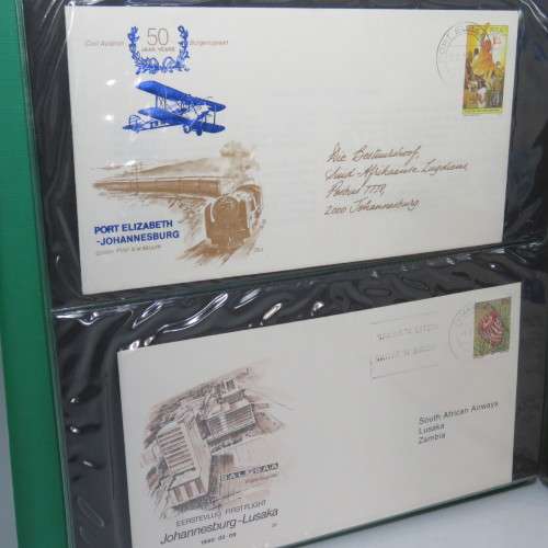 First day cover album with 24 pages and 12 South Africa flight covers