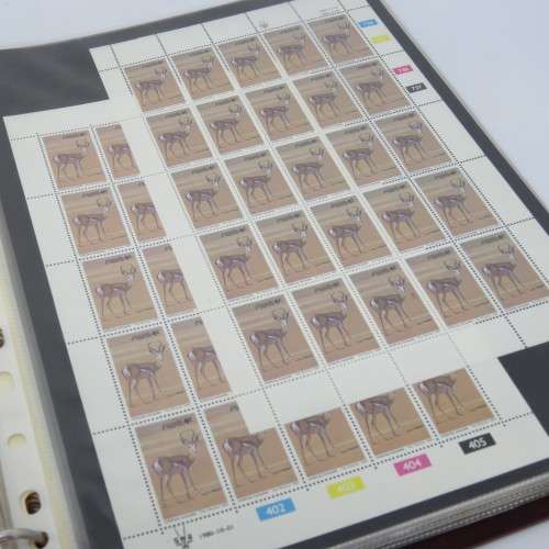 South West Africa 1980 and later definitive issue - Animals - Lot of over 50 full sheets - Mint