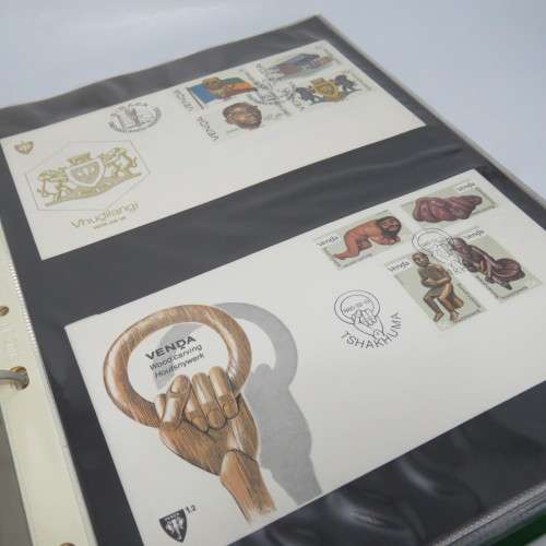 Lot of 36 Venda and Ciskei First day covers and other postal items in loose leaf album