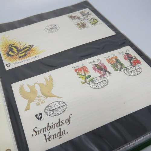 Lot of 36 Venda and Ciskei First day covers and other postal items in loose leaf album