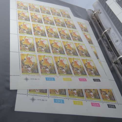 South Africa stamp loose leaf file with 48 full sheets and 9 partial sheets of stamps