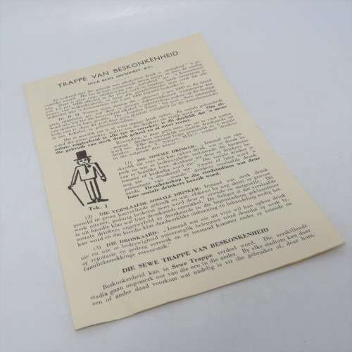 Anti Alkohol Pamflet - Deur die SA Matigheidsbond - Ongeveer 1960