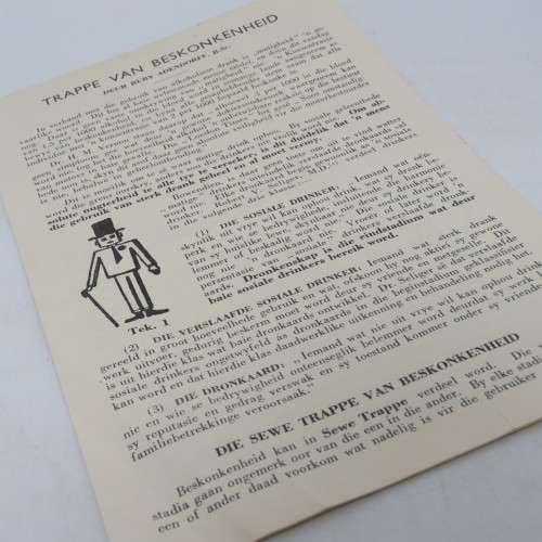Anti Alkohol Pamflet - Deur die SA Matigheidsbond - Ongeveer 1960