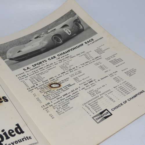 Kyalami Rand Springs Motor races Official programme - 7 October 1967 - Small burned hole on page 7