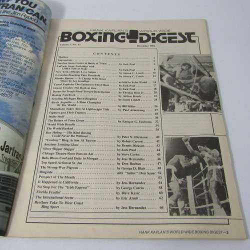 Boxing Digest - 9 copies from 1980/81 Roberto Duran,  Sugar Ray Leonard,  Weaver vs Coetzee etc