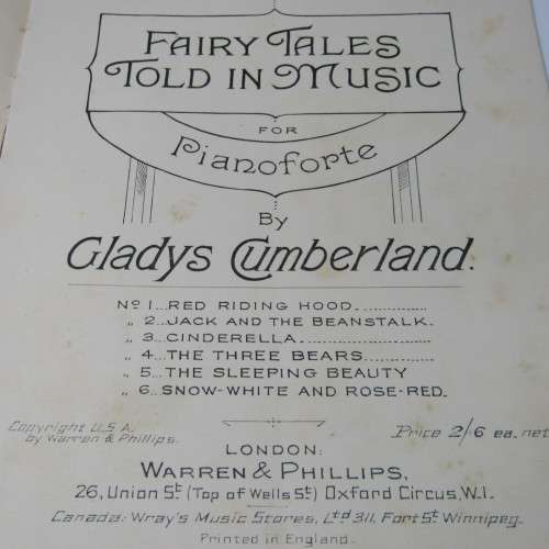 Antique Sheet music - Fairy Tales told in music- No.6 Snow White by Gladys Cumberland