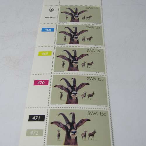 South West Africa SASCC 354 - 357 Control strips of 5 Nature Conservation stamps