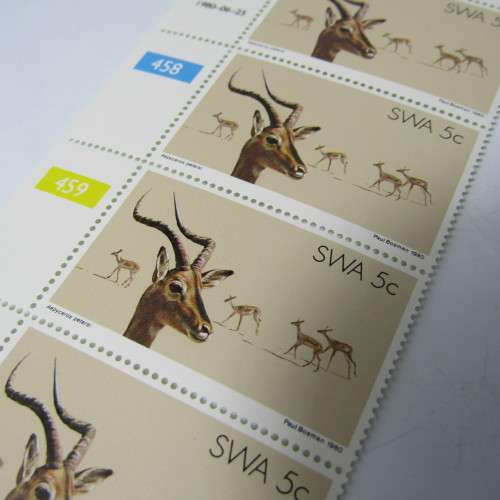 South West Africa SASCC 354 - 357 Control strips of 5 Nature Conservation stamps