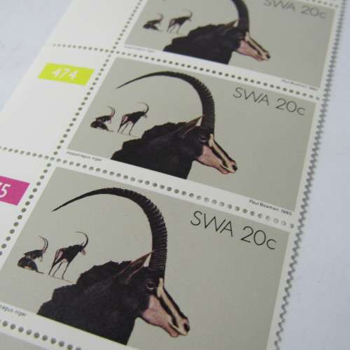 South West Africa SASCC 354 - 357 Control strips of 5 Nature Conservation stamps