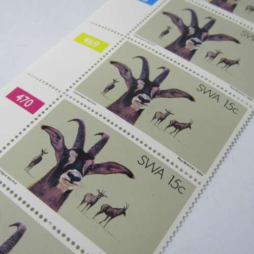 South West Africa SASCC 354 - 357 Control strips of 5 Nature Conservation stamps