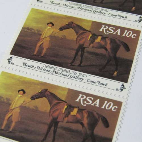 SACC 486 National Art Gallery 10c stamps strip with dot error in middle stamp under 10c