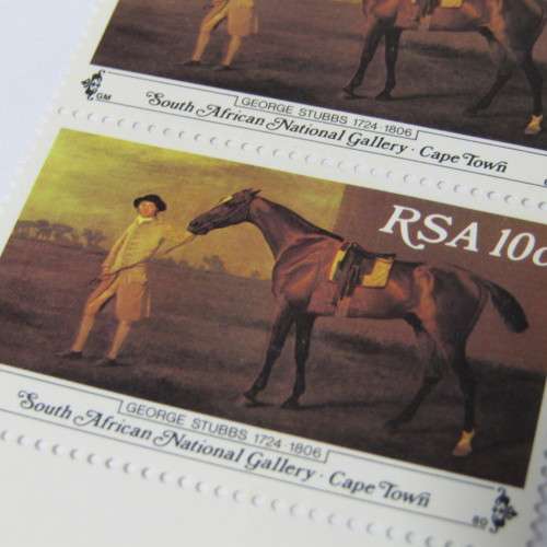 SACC 486 National Art Gallery 10c stamps strip with dot error in middle stamp under 10c