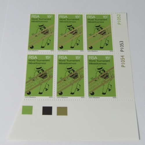 SACC 400 Block of 6 Stamps with gap in top left gold banner