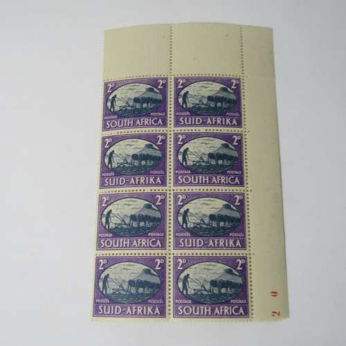 South Africa SACC 108 Block of mint stamps - top left with small flaw in H of south
