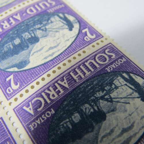 South Africa SACC 108 Block of mint stamps - top left with small flaw in H of south