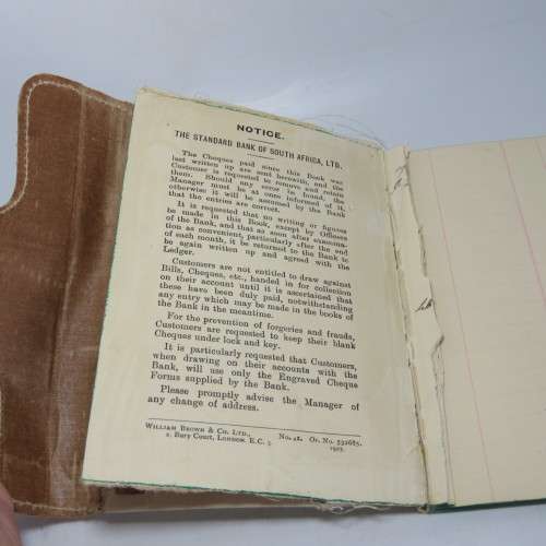 Vintage Standard Bank of South Africa Customer account record booklet