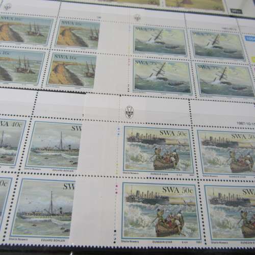 Decent 32 page stamp album with South West Africa control blocks, sheets and stamps