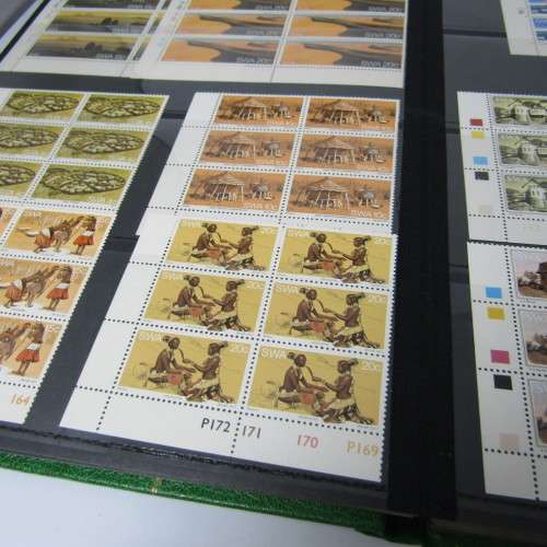 Decent 32 page stamp album with South West Africa control blocks, sheets and stamps