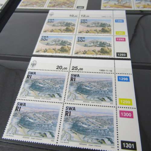 Stamp album with South West Africa S1 control blocks including 3rd decimal series