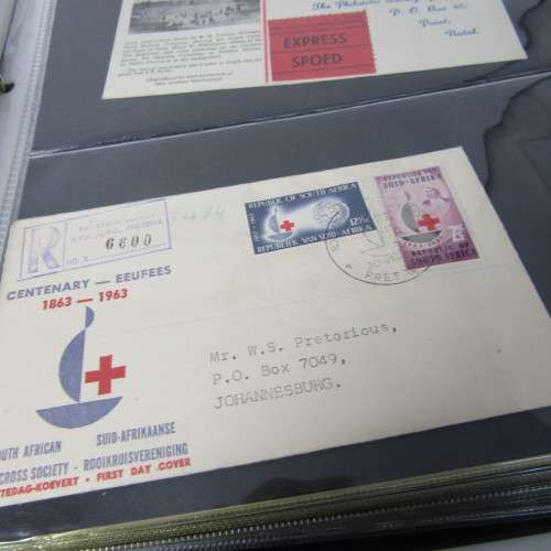 Lot of First Day Covers and other items in album with 38 pages - over 74 pages
