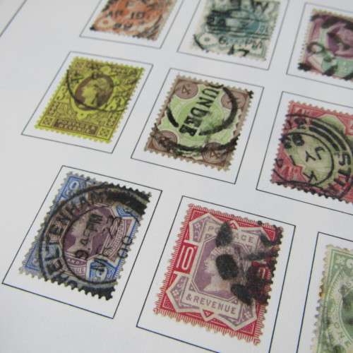 Great Britain loose leaf album with penny red and blue stamps and lots of early expensive stamps
