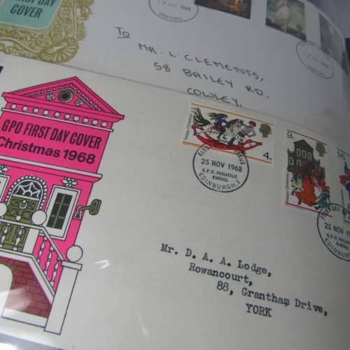 First Day Cover album with 85 old Great Britain First Day Covers - a few with rust spots