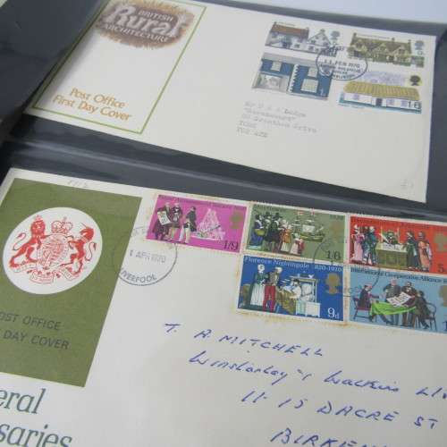 First Day Cover album with 85 old Great Britain First Day Covers - a few with rust spots