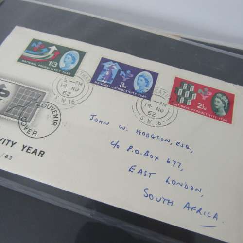 First Day Cover album with 85 old Great Britain First Day Covers - a few with rust spots