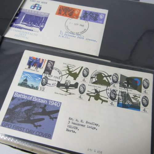First Day Cover album with 85 old Great Britain First Day Covers - a few with rust spots