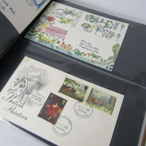 First Day Cover album with 85 old Great Britain First Day Covers - a few with rust spots