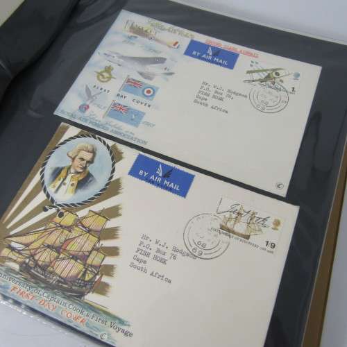 First Day Cover album with 85 old Great Britain First Day Covers - a few with rust spots