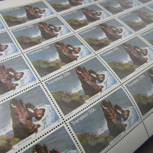 Stamp album with Transkei mint stamp collection with many control blocks and full sheets