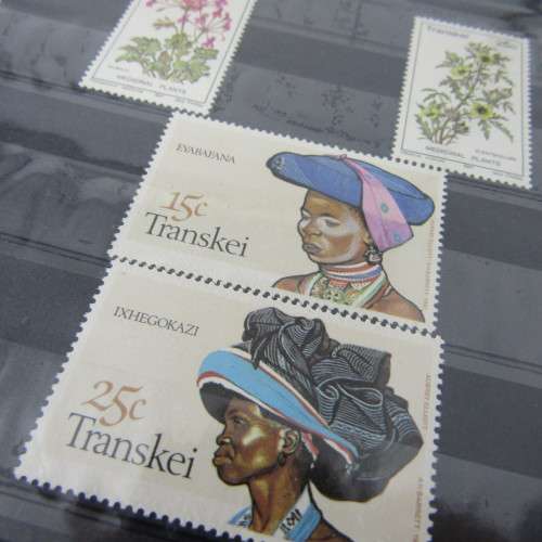 Stamp album with Transkei mint stamp collection with many control blocks and full sheets