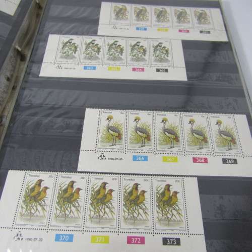 Stamp album with Transkei mint stamp collection with many control blocks and full sheets
