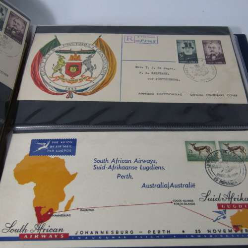 First Day Cover album with a lot of early South Africa and South West Africa covers