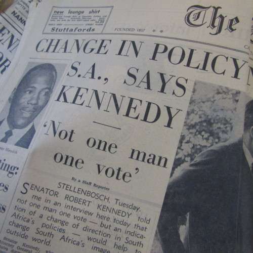 Large lot of Newspaper cuttings on Robert Kennedy`s visit to South Africa in 1966