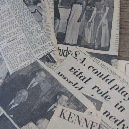 Large lot of Newspaper cuttings on Robert Kennedy`s visit to South Africa in 1966