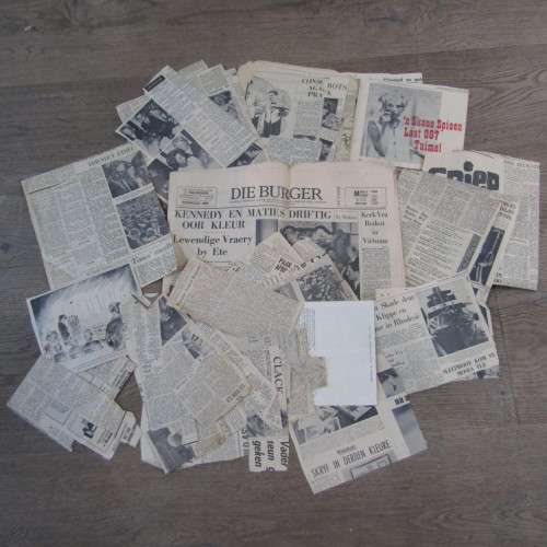 Large lot of Newspaper cuttings on Robert Kennedy`s visit to South Africa in 1966